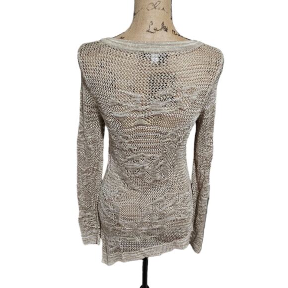 Inc Metallic Gold Thread Asymmetrical Hem Laced Front Sweater Cover Up Med - Picture 1 of 8